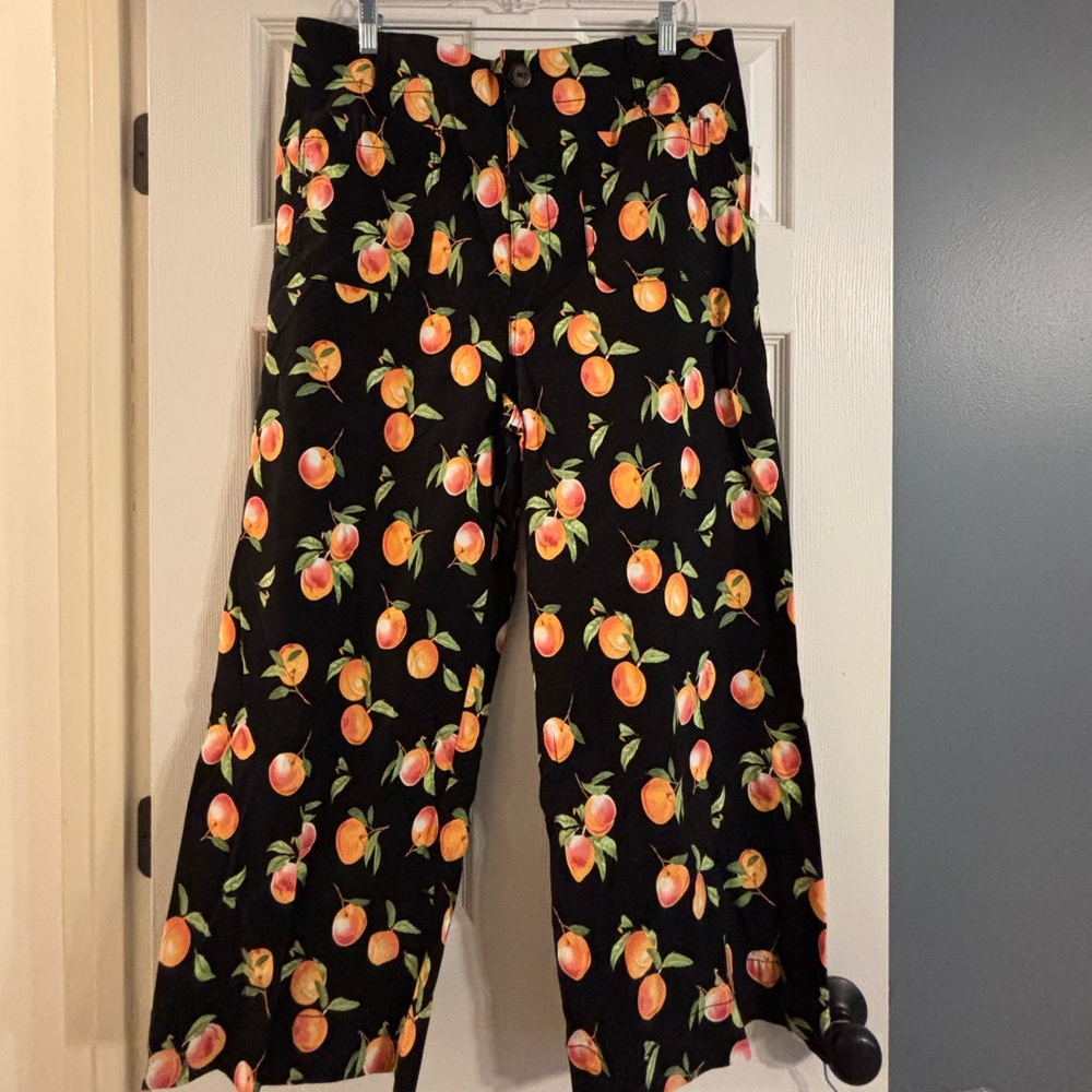 Maeve The Colette Cropped Wide Leg Pants || peach pattern || NWT || size 33 - Picture 3 of 8